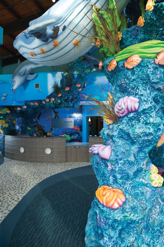 Interior structures and reception at Tiny Teeth Pediatric Dentistry